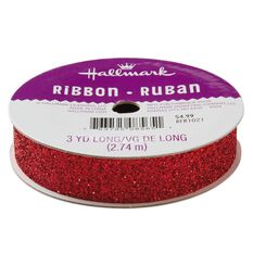 3 Sparklet Glitter Ribbon - 5/8 - Red - 50 Yd. Roll