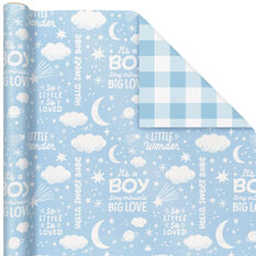 Vintage Forget Me Not Baby Boy Wrapping Paper “Boy Oh Boy” Baby
