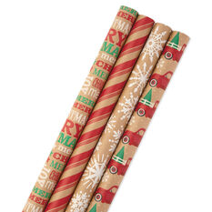 Christmas Gift Wrapping Paper Assorted Gift Wrap Christmas Kraft Wrapping  Paper Kids Kraft Christmas Set 1 Roll/Pack 