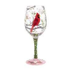 Handpainted Louisville Cardinal Fleur de Lis Wine Glass Goblet