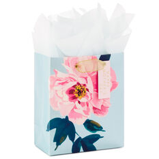 Medium Painted Floral Gift Bag With Tissue Paper; 1 Gift Bag And 6