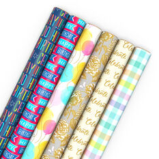Hallmark All Occasion Wrapping Paper Bundle with Cut Lines on Reverse 6 Pack