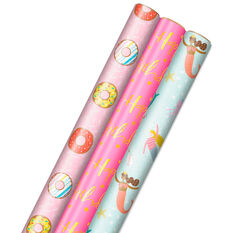 Donuts on Pink Holographic Wrapping Paper, 17.5 sq. ft. - Wrapping Paper -  Hallmark