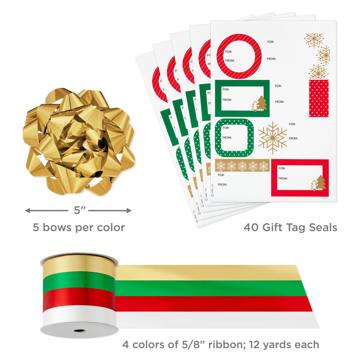 Christmas T Wrap Kit With Wrapping Paper Bows Ribbons And Tags Wrapping Paper Sets Hallmark 8558