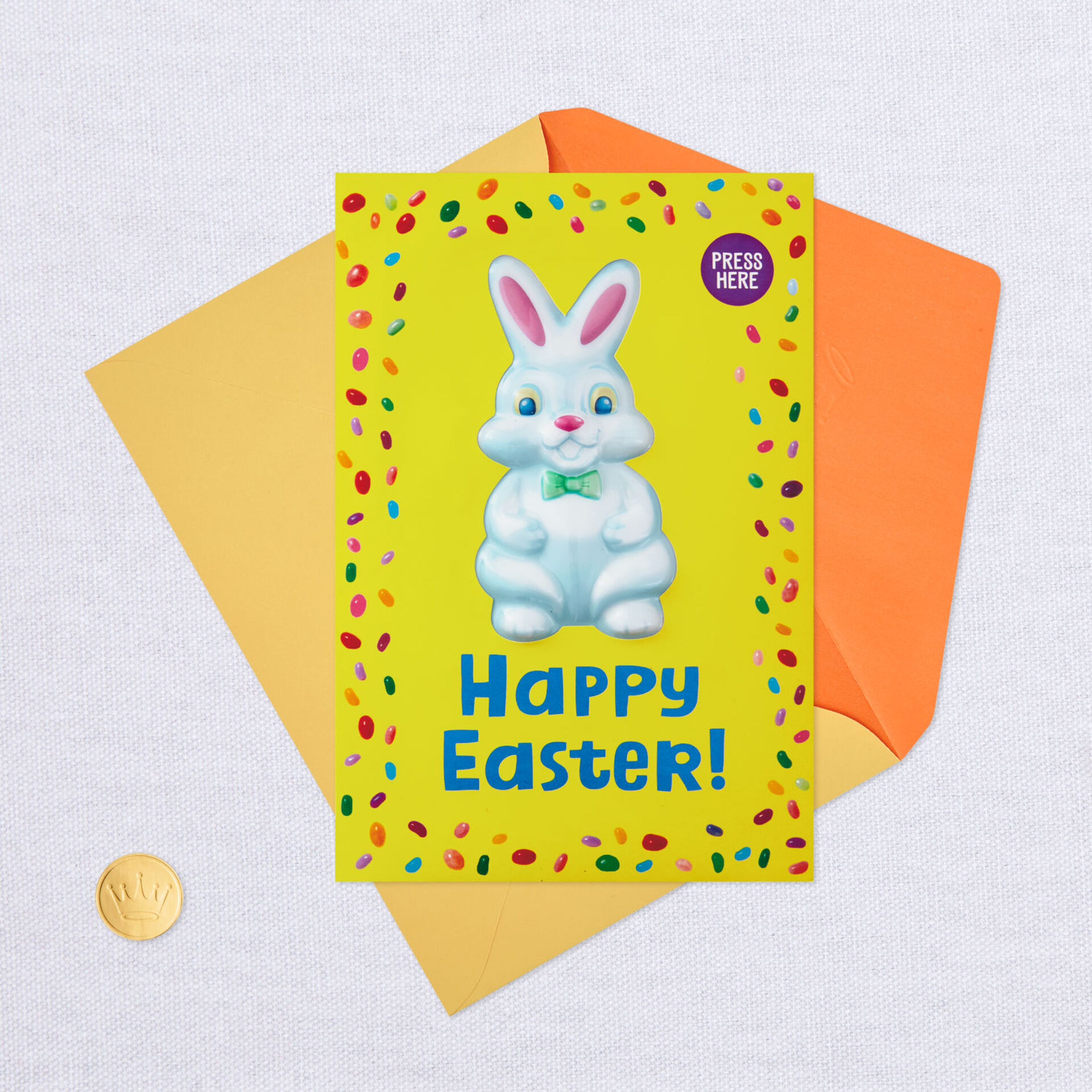 DieCut Easter Bunny Easter Card With Light and Sound Greeting Cards