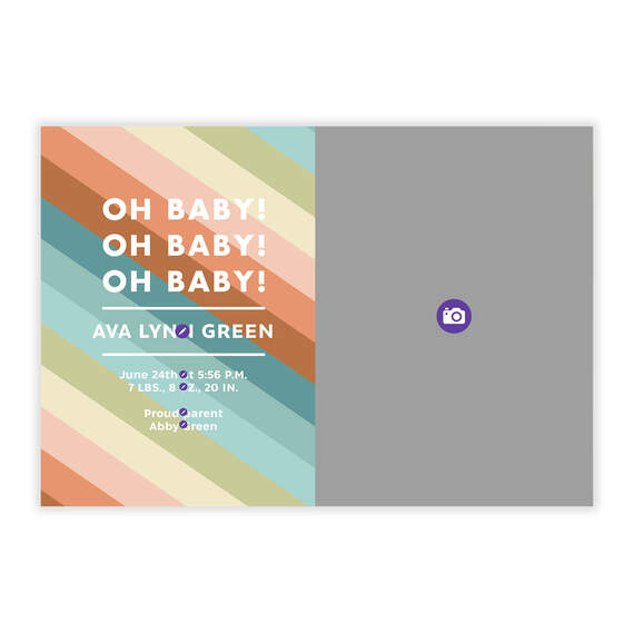 Rainbow Stripes Oh Baby Birth Announcement, , large image number 5