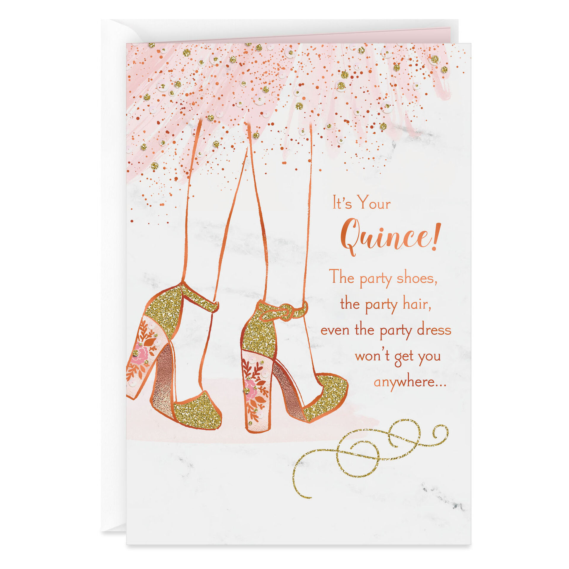 Sparkly Party Shoes Birthday Card for Quinceañera Greeting Cards