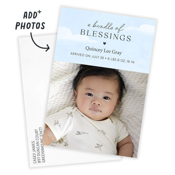 Bundle of Blessings Blue Sky Birth Announcement, , large image number 2