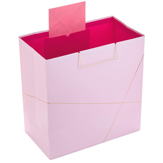 Light Pink With Gold Extra-Deep Square Gift Bag, 15", , large image number 4