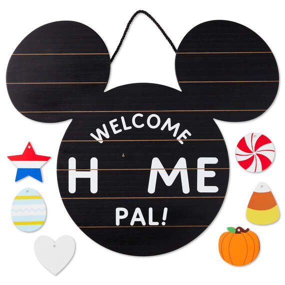 Disney Mickey Mouse Ears Welcome Sign With Seasonal Decorations