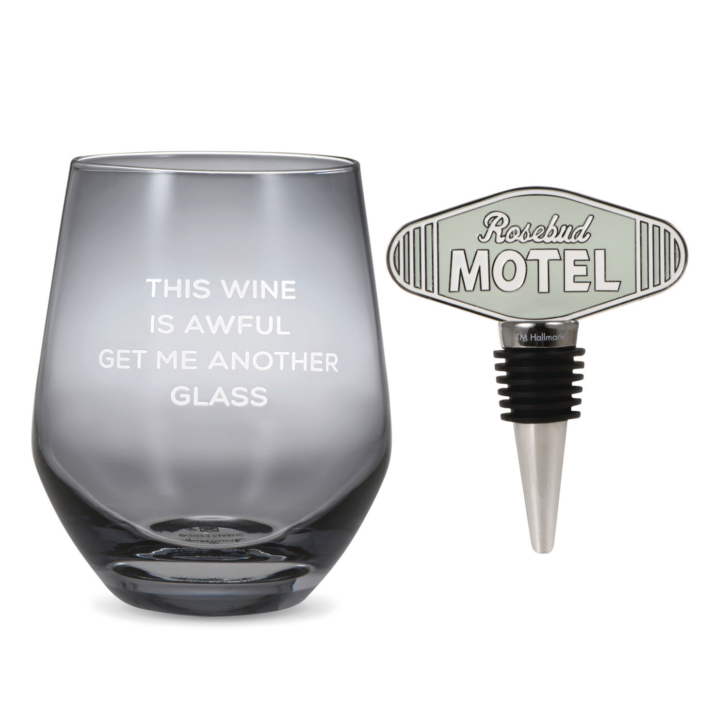 https://www.hallmark.com/dw/image/v2/AALB_PRD/on/demandware.static/-/Sites-hallmark-master/default/dw200df943/images/finished-goods/products/1PCL1026/Schitts-Creek-Stemless-Wine-Glass-and-Bottle-Stopper_1PCL1026_01.jpg?sfrm=jpg