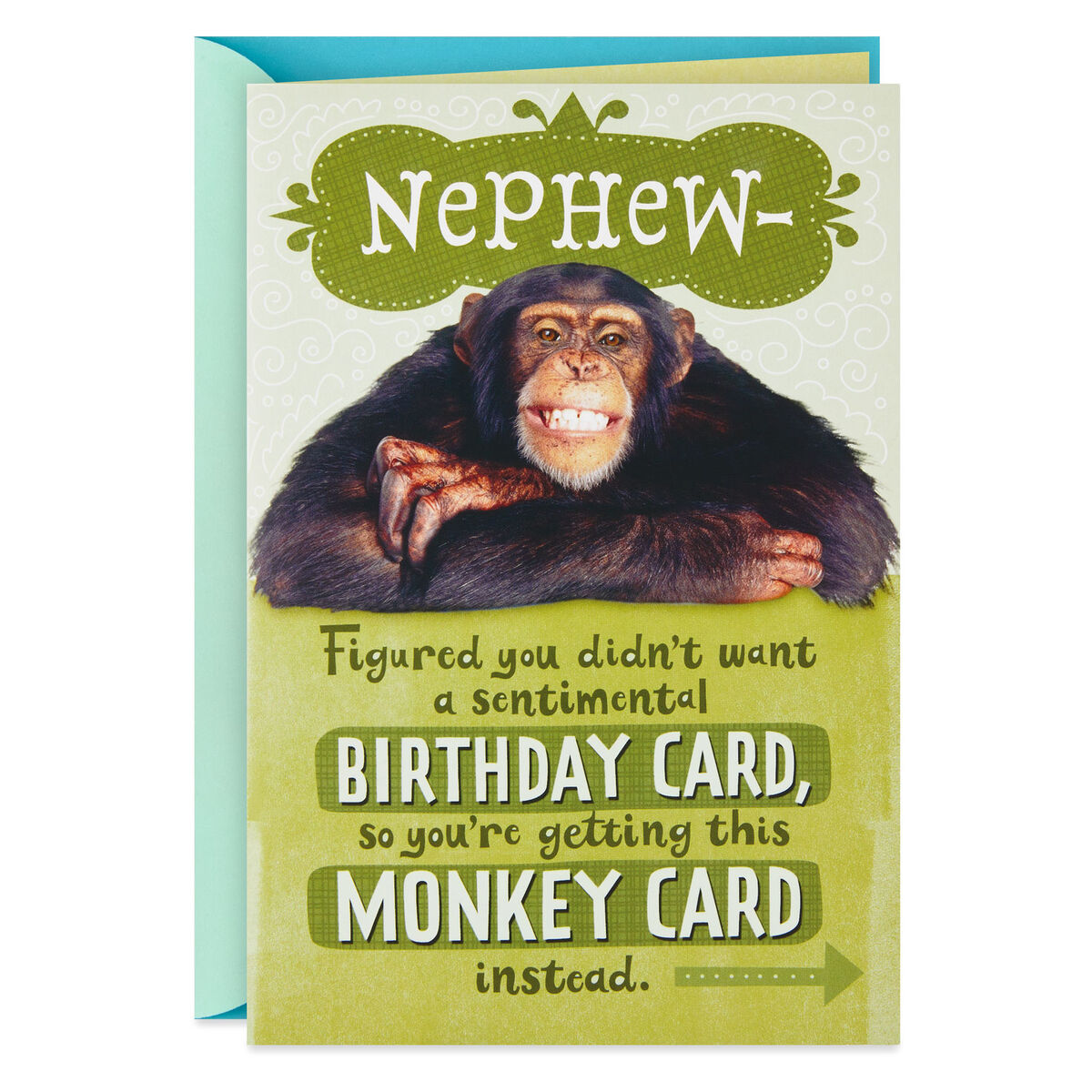Not Sentimental Chimp Hug Birthday Card for Nephew - Greeting Cards ...