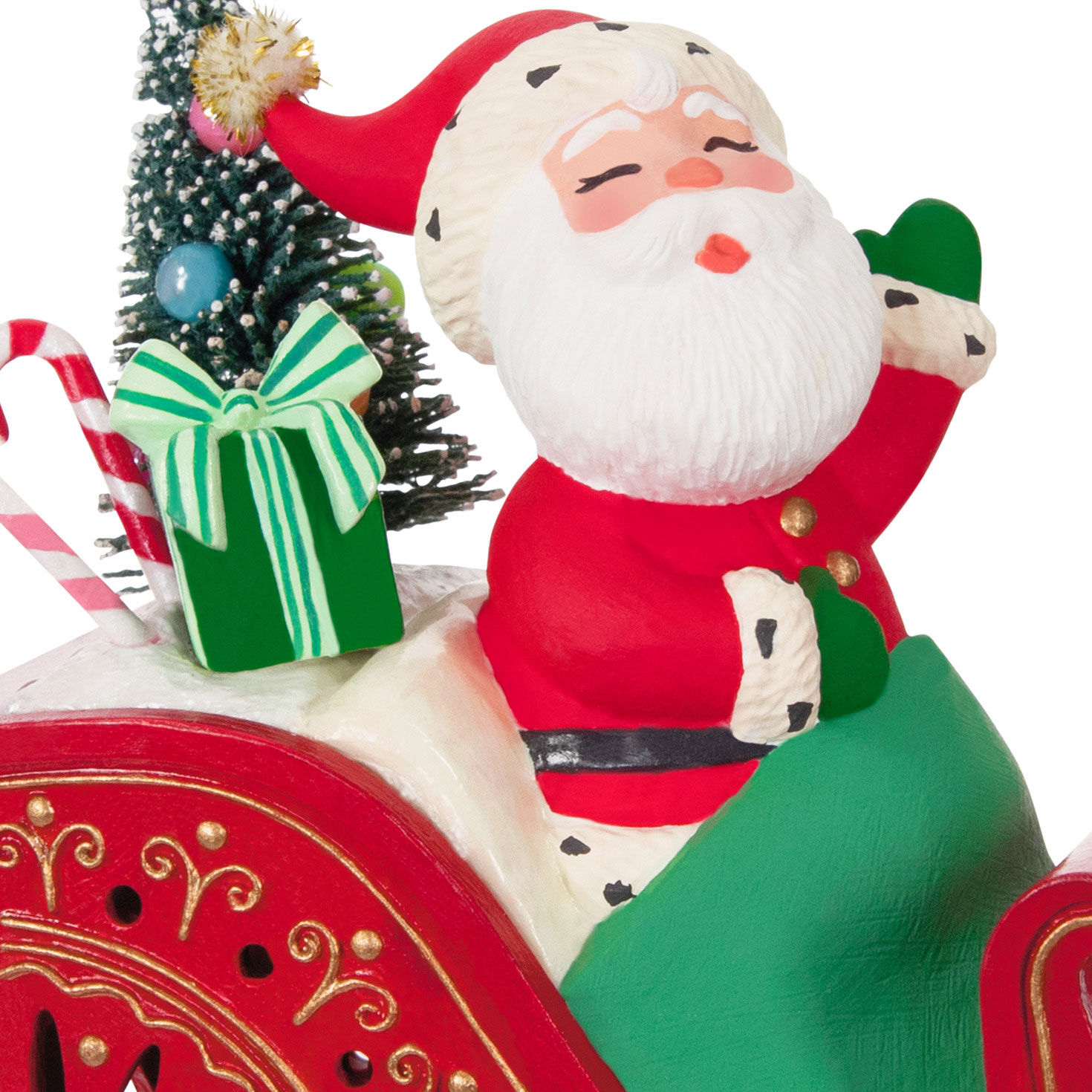 Mini Vintage Santa ShowToppers Musical Tree Topper With Light