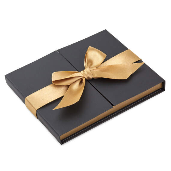 4.5" Black Gift Card Holder Box With Gold Satin Bow