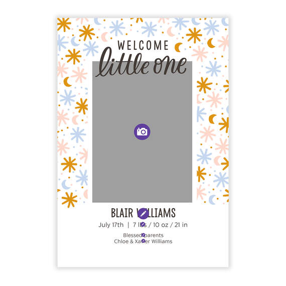 Welcome Little One Moon and Stars Birth Announcement, , large image number 5