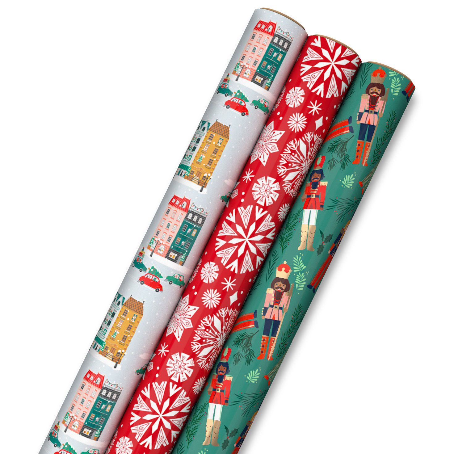 120 sq. ft. Christmas Wrapping Paper Set, Red and Pink (4 Rolls 30 Red,  Pink