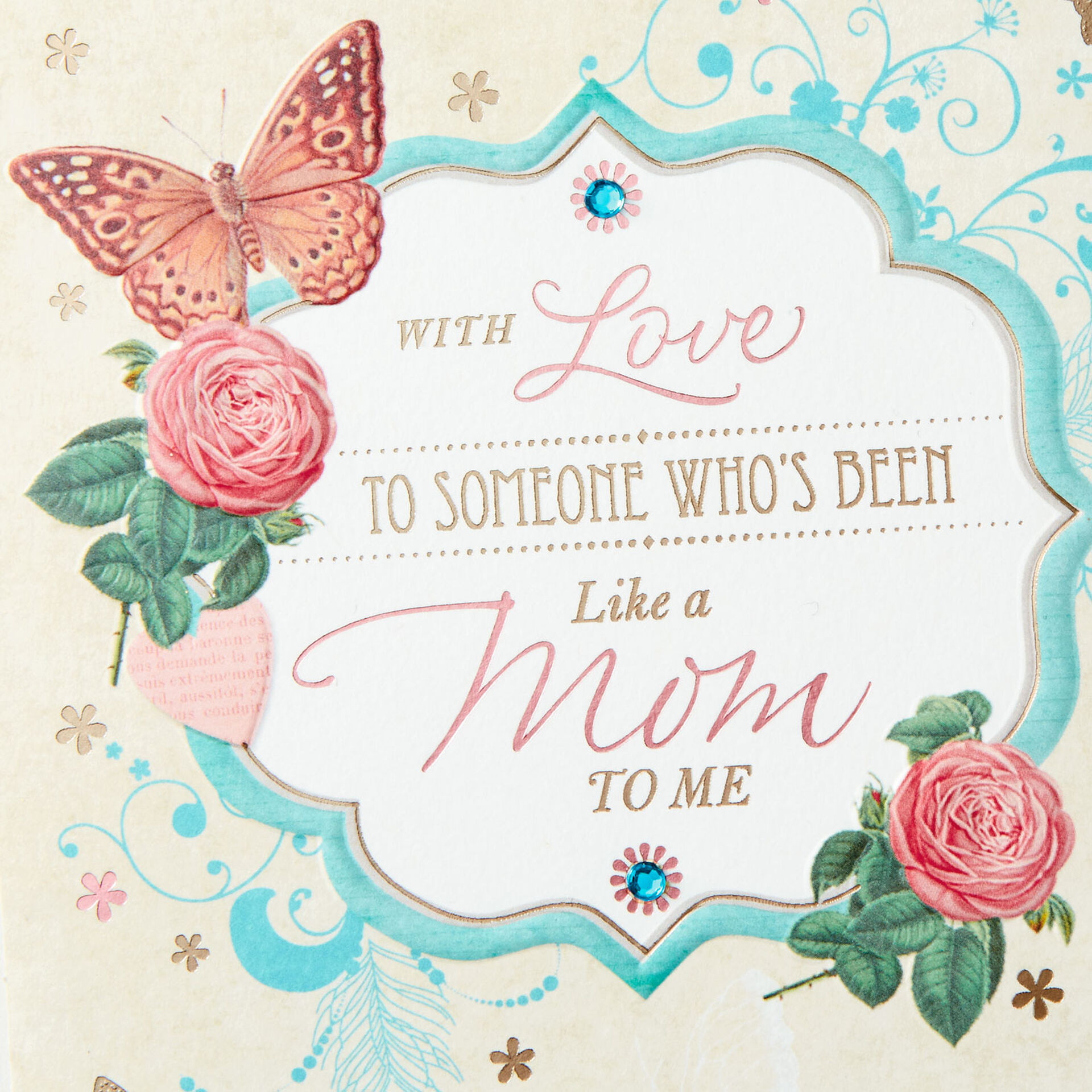 Roses and Butterflies Like a Mom Mother's Day Card Greeting Cards