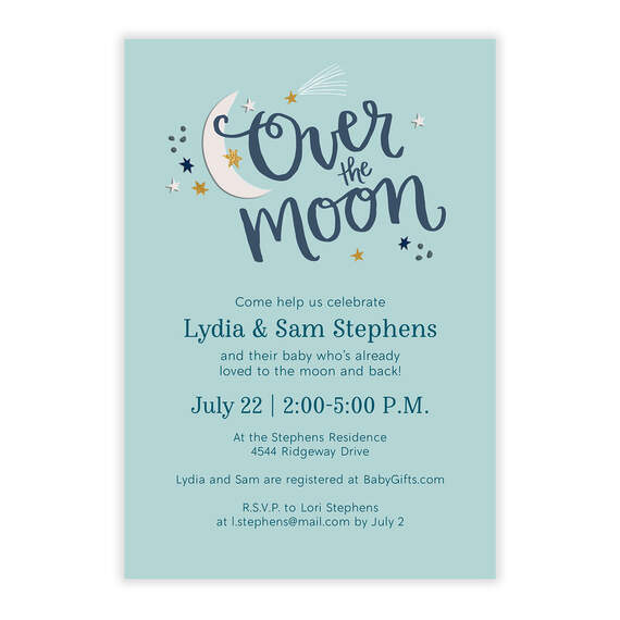 Over the Moon Baby Shower Invitation, , large image number 5