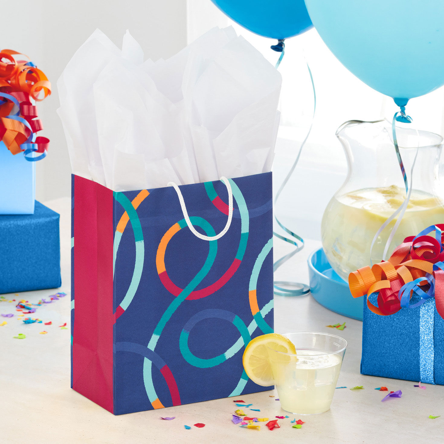 9.6" Colorful Loops on Blue Medium Gift Bag for only USD 3.49 | Hallmark