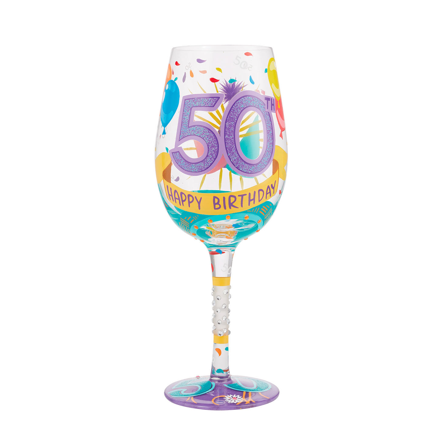 50th Birthday- Personalised Glitter Wine Glass
