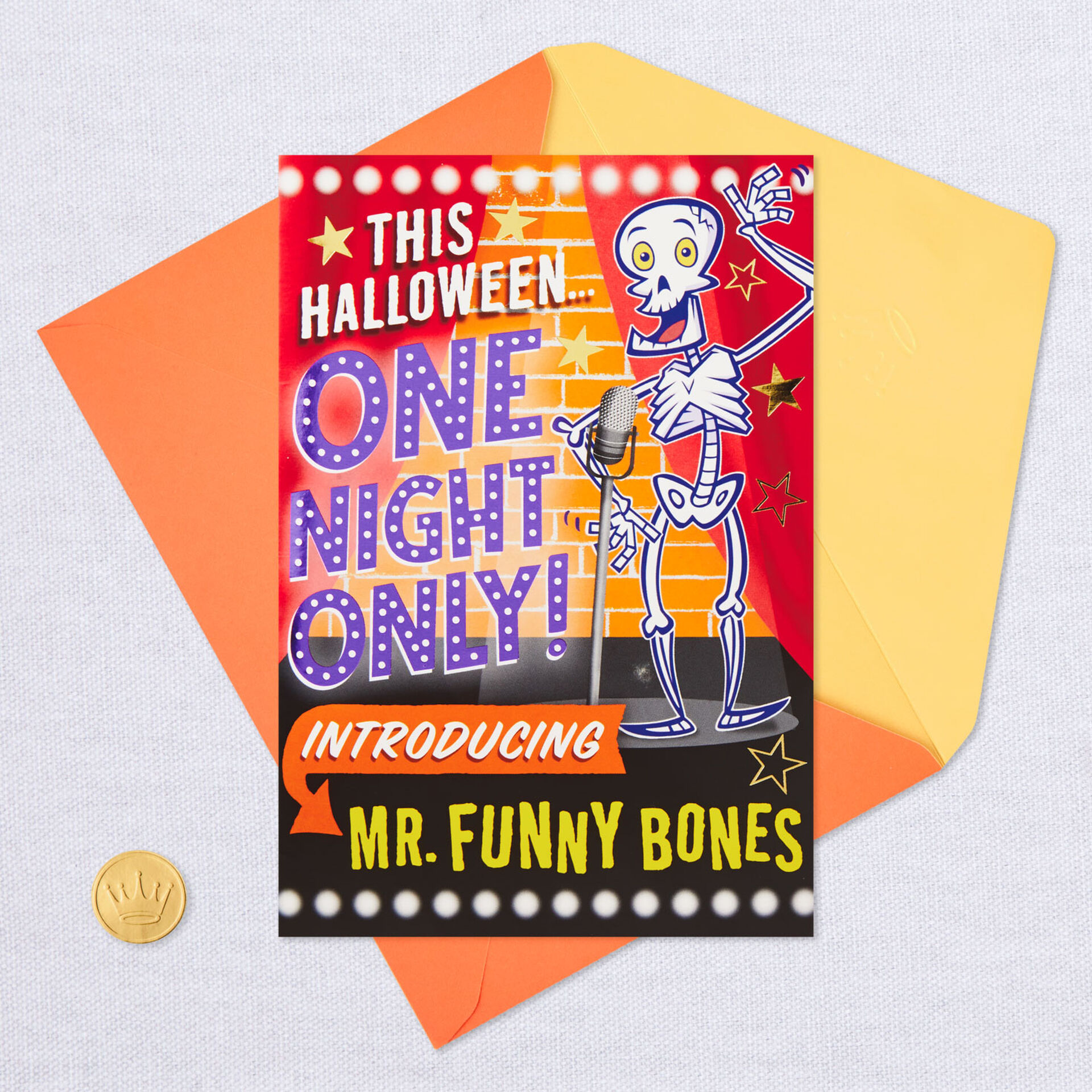 Mr Funny Bones Telling Jokes Halloween Card With Sound Greeting
