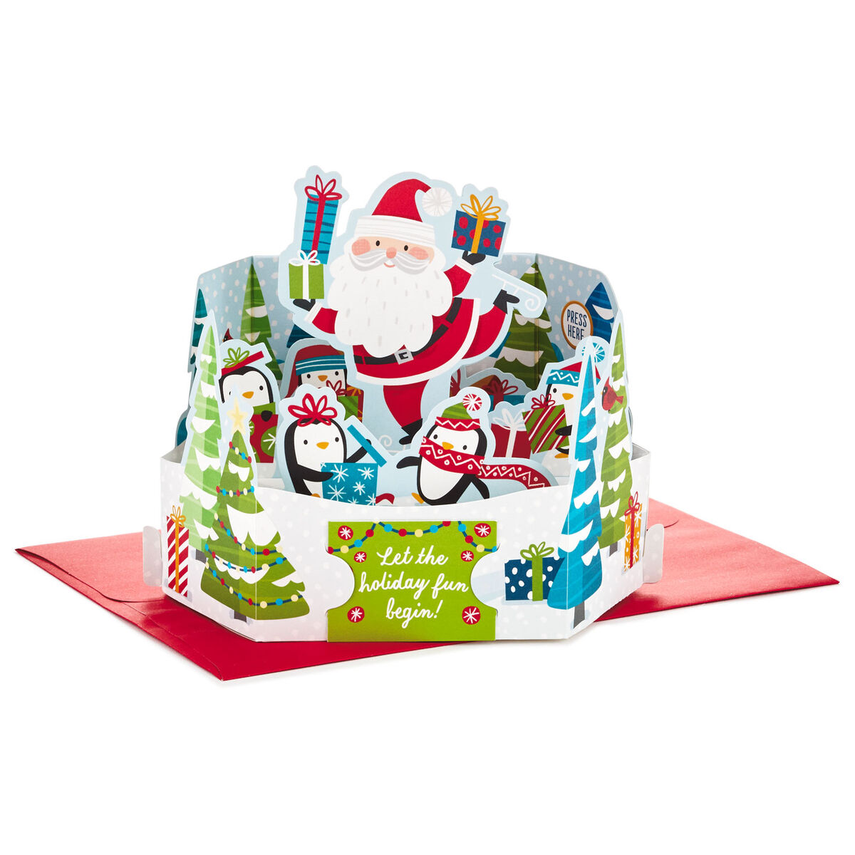 Skating Santa Musical 3d Pop Up Christmas Card With Motion Greeting