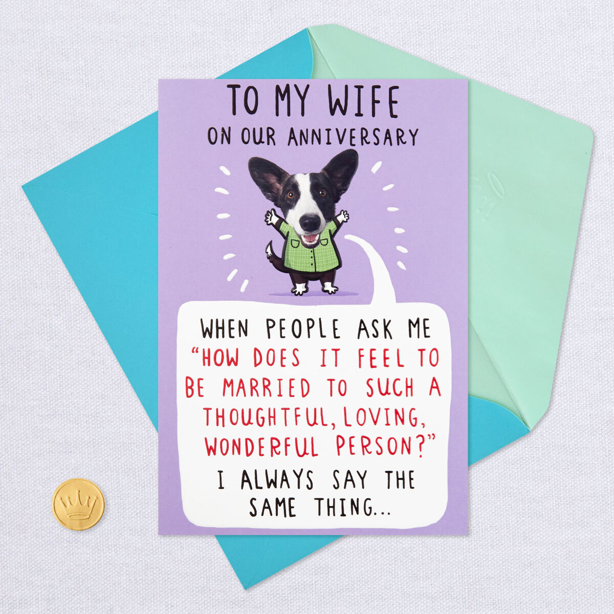 Married To A Wonderful Person Funny Anniversary Card For Wife