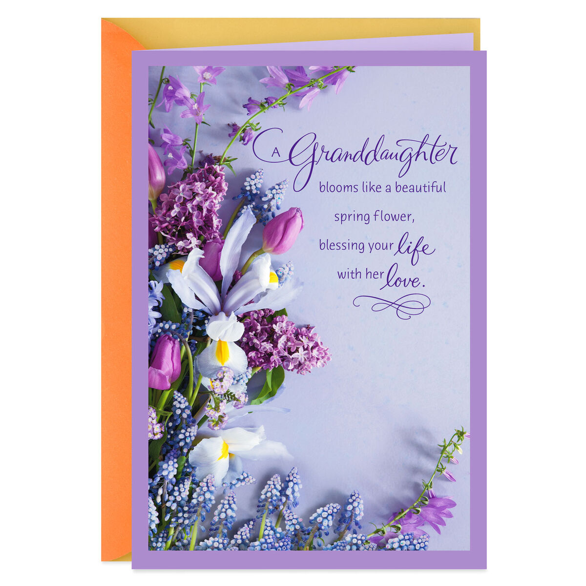 Beautiful Spring Flower Bouquet Easter Card for Granddaughter