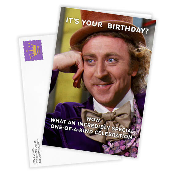 Willy Wonka & The Chocolate Factory Funny Folded Birthday Photo Card, , large image number 2