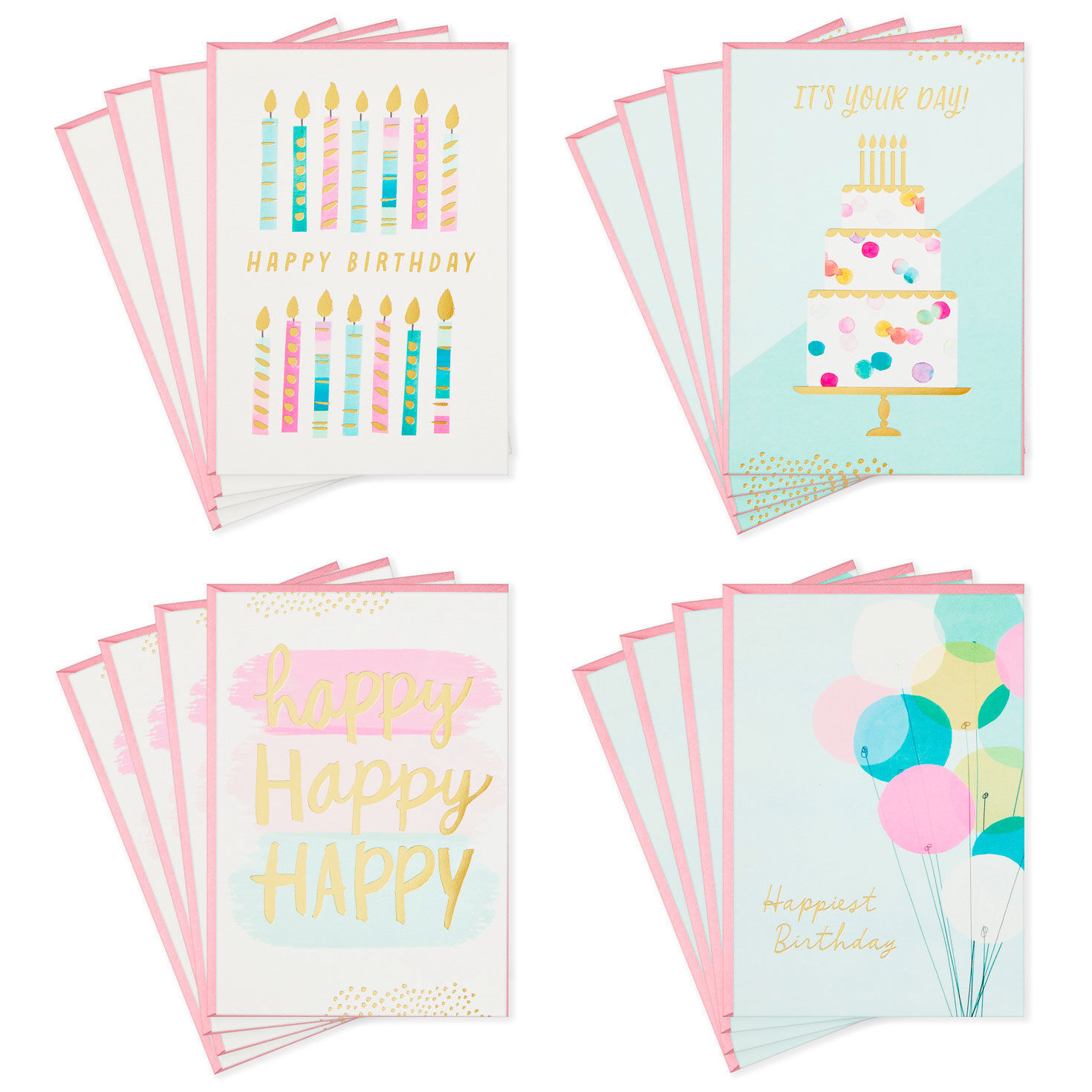 Assorted Pretty Pink and Aqua Boxed Birthday Cards, Pack of 16 for only USD 9.99 | Hallmark