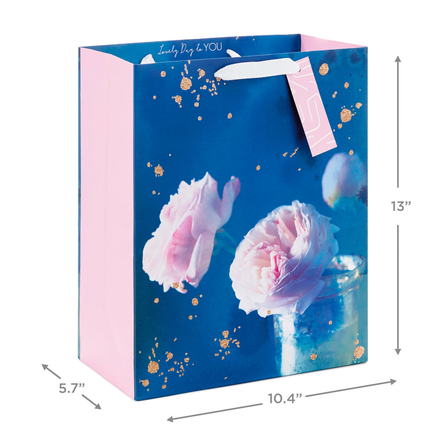 13" Pink Peonies on Blue Large Gift Bag for only USD 4.49 | Hallmark