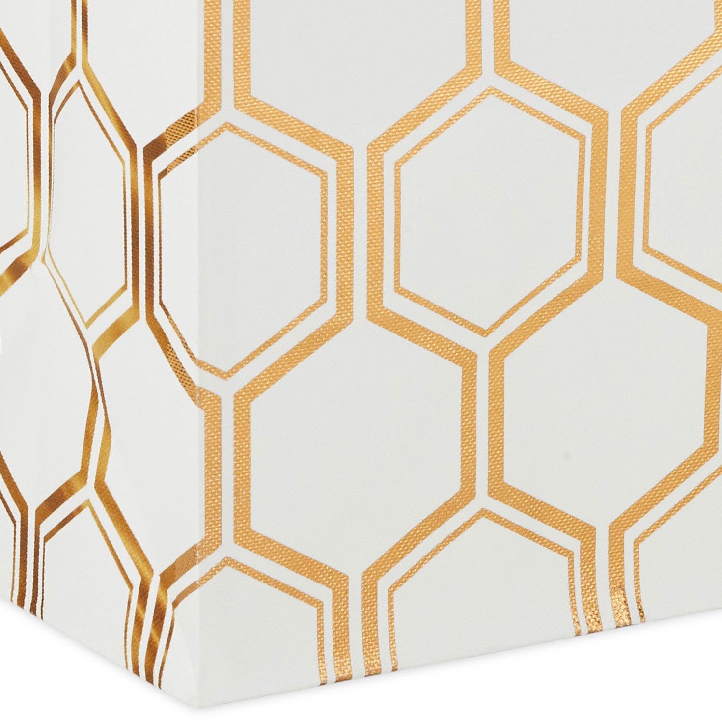 9.6" Gold Foil Hexagons on White Medium Gift Bag for only USD 3.99 | Hallmark