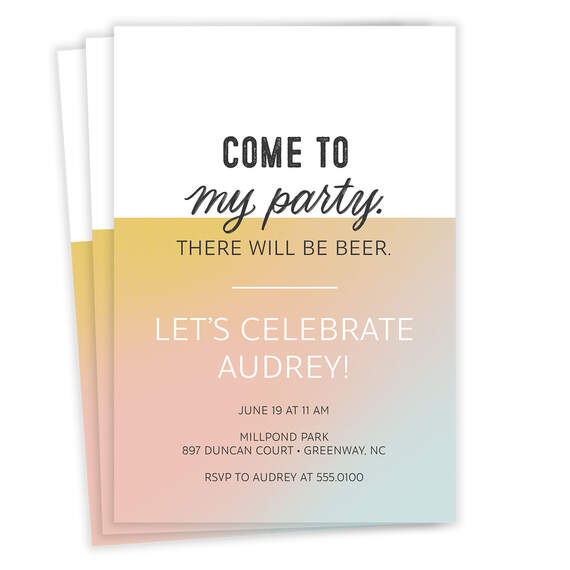 Come to My Party Ombré Invitation, , large image number 1