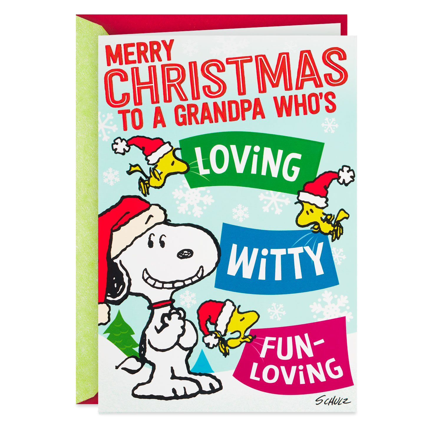 Peanuts® Snoopy and Woodstock Funny Christmas Card for Grandpa