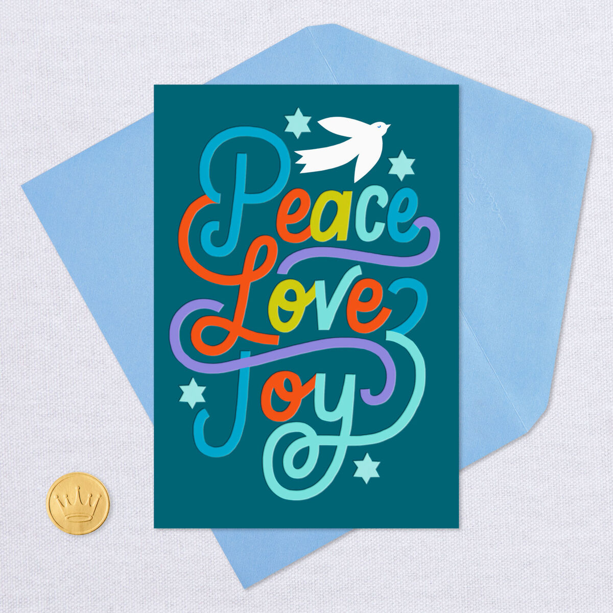 Peace, Love, Joy Dove Hanukkah Card - Greeting Cards - Hallmark