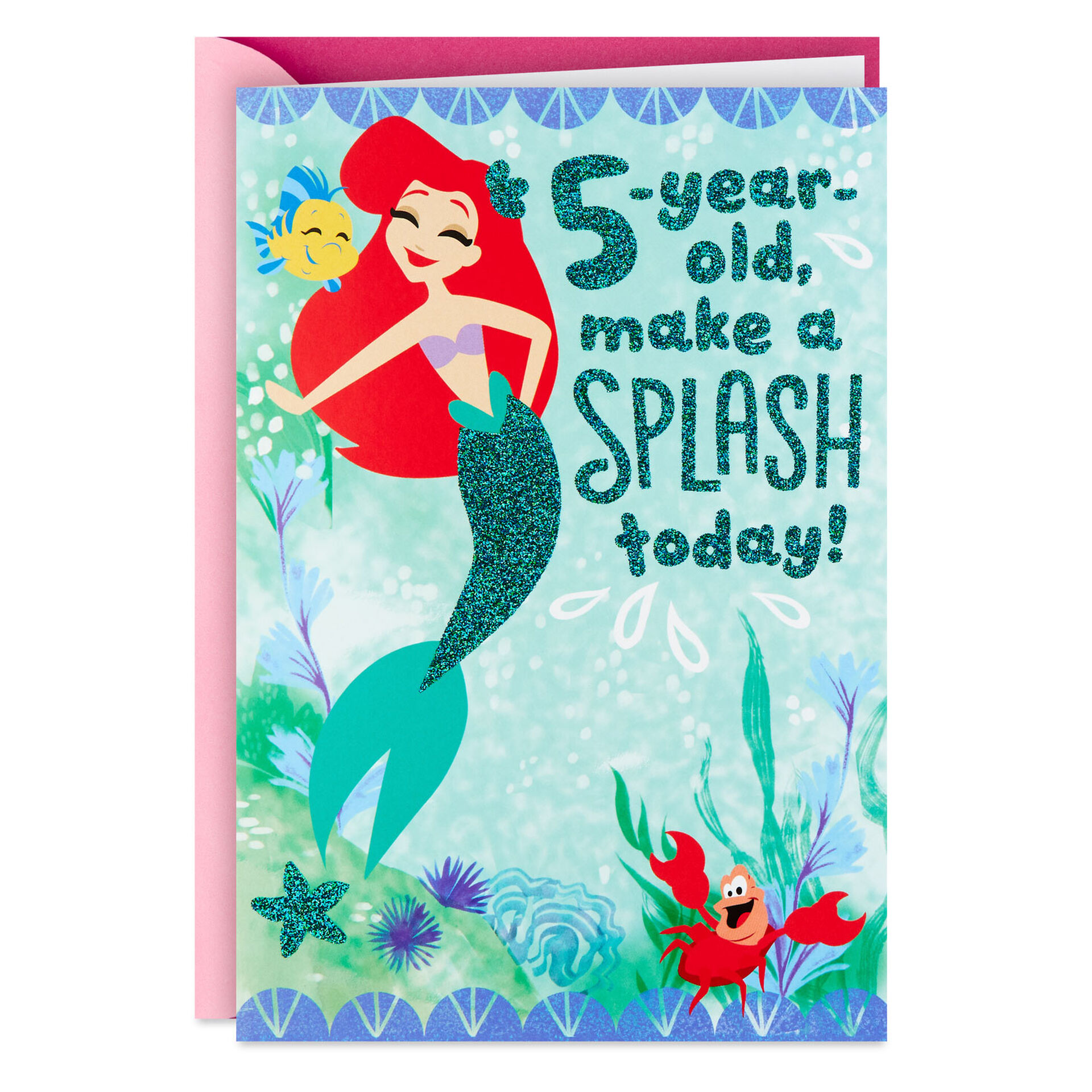 Disney The Little Mermaid Make a Splash 5th Birthday Card - Greeting