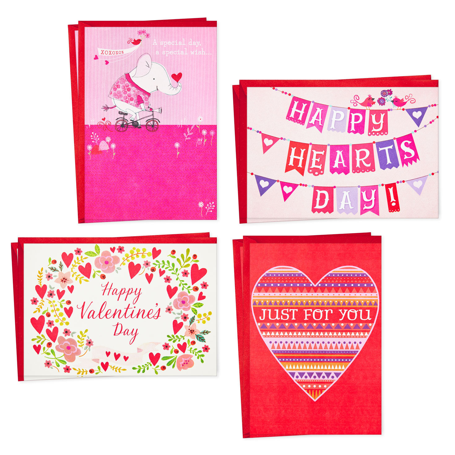 32-Count Valentines Day Cards for Kids School, 8 Assorted Designs of