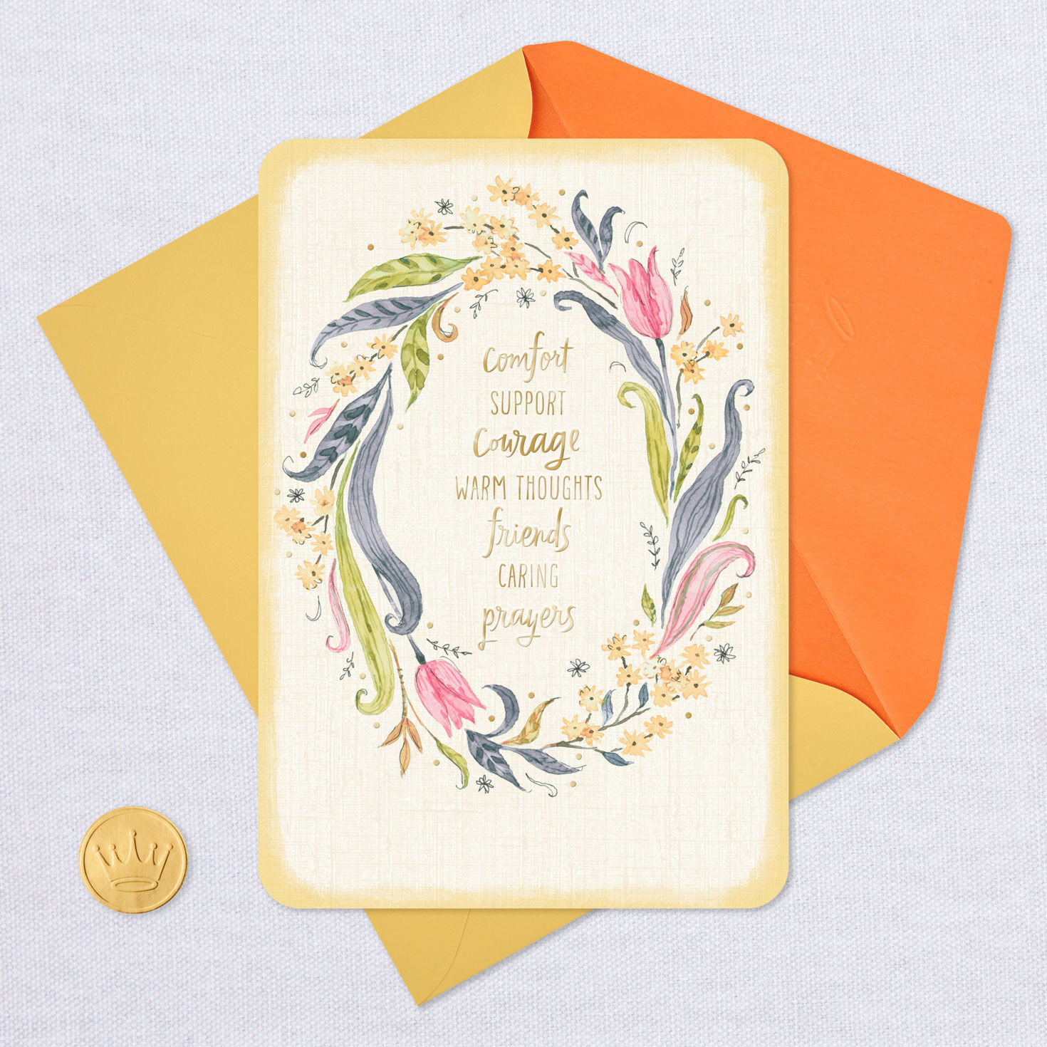 Comfort, Support, Courage Floral Wreath Get Well Card for only USD 2.99 | Hallmark