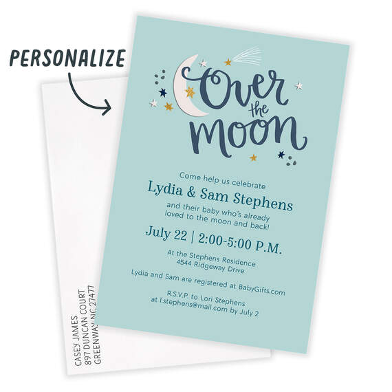 Over the Moon Baby Shower Invitation, , large image number 2