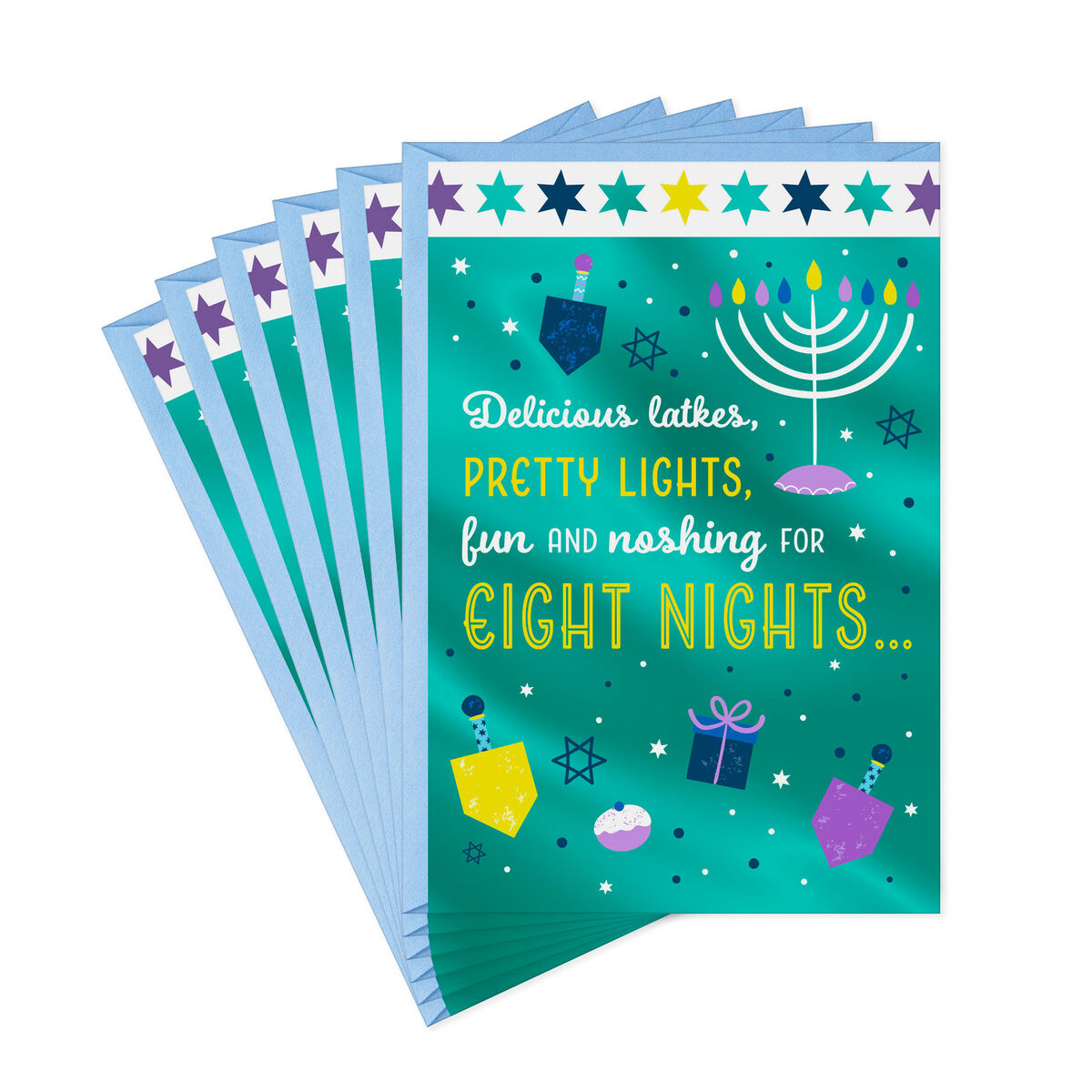 Eight Nights of Fun and Noshing Hanukkah Cards, Pack of 6