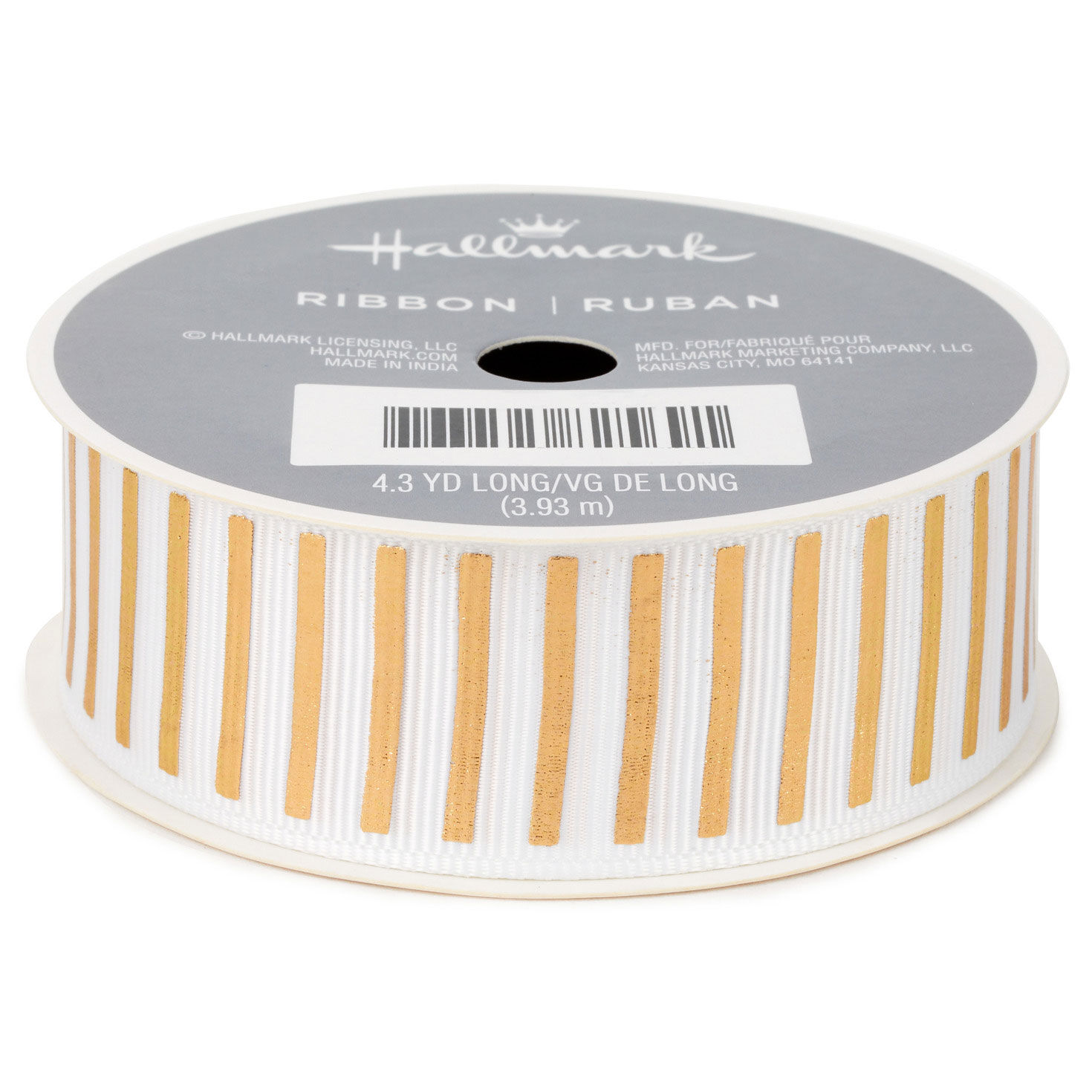 1" Gold and White Stripe Grosgrain Ribbon, 12.9' for only USD 5.49 | Hallmark