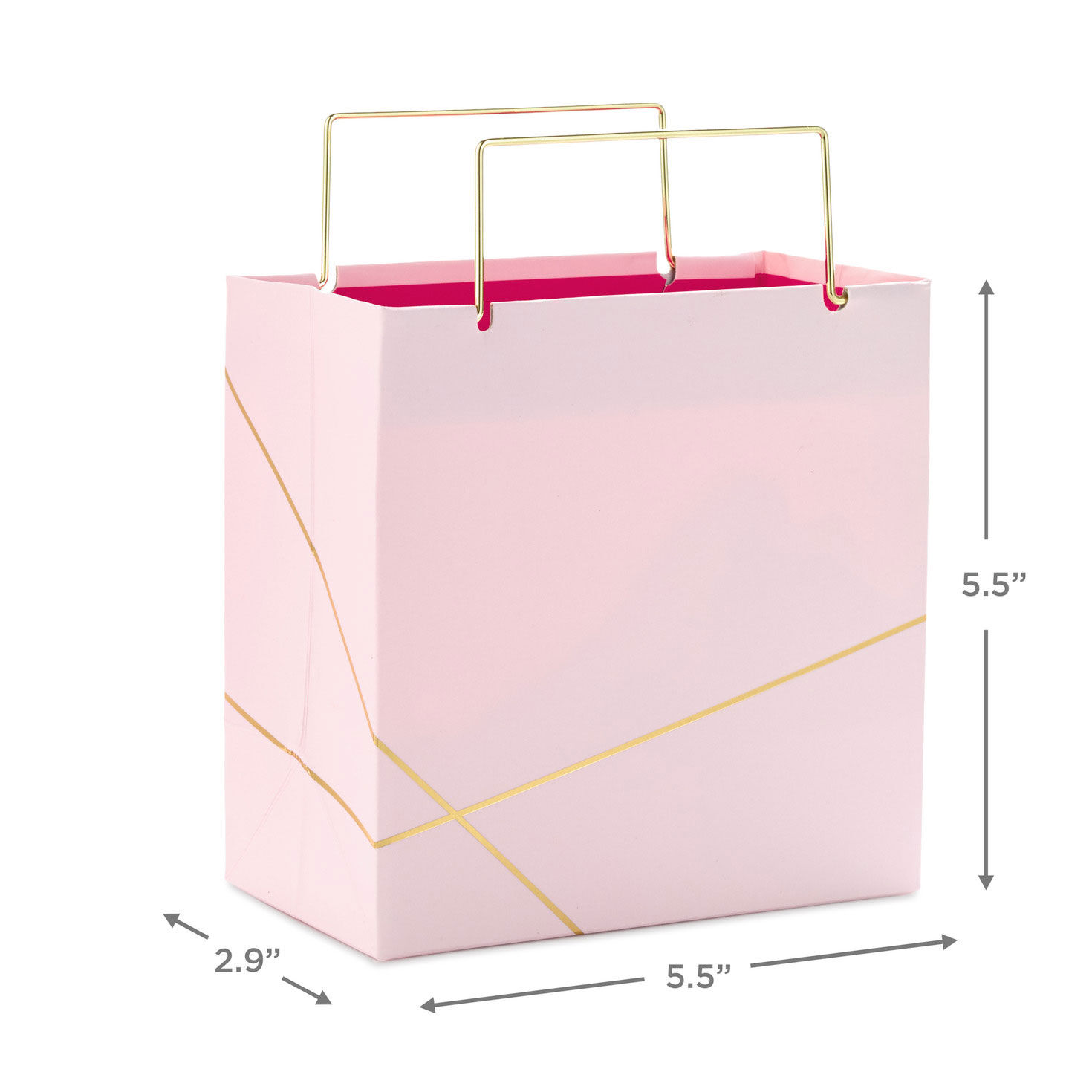 Light Pink With Gold Small Square Gift Bag, 5.5" for only USD 4.99 | Hallmark