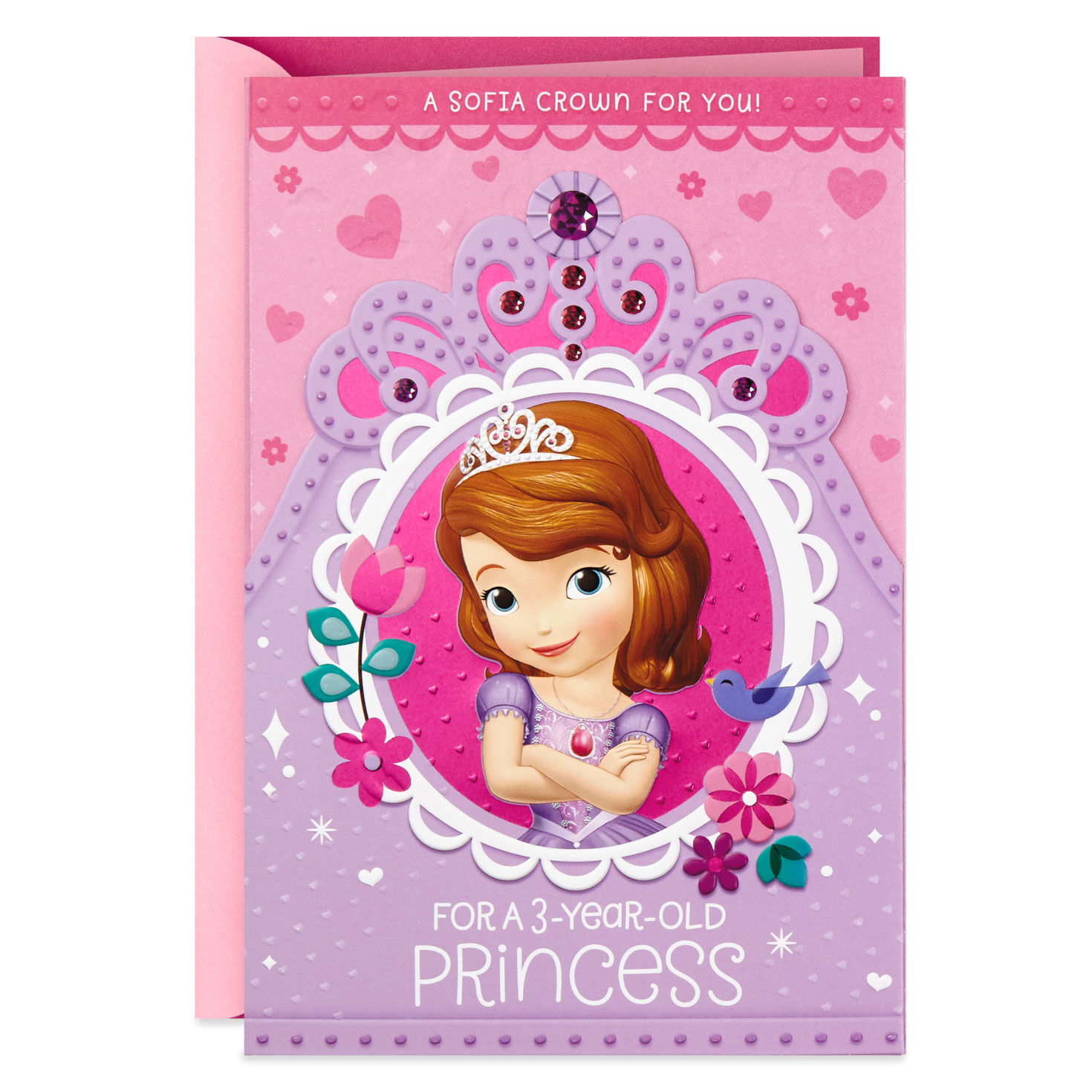 Sofia The First 3rd Birthday Card With Detachable Crown Greeting