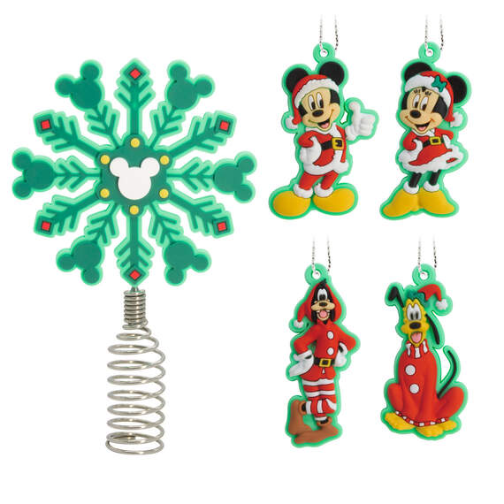 Mini Disney Mickey Mouse and Friends Hallmark Tree Topper and Ornaments, Set of 5