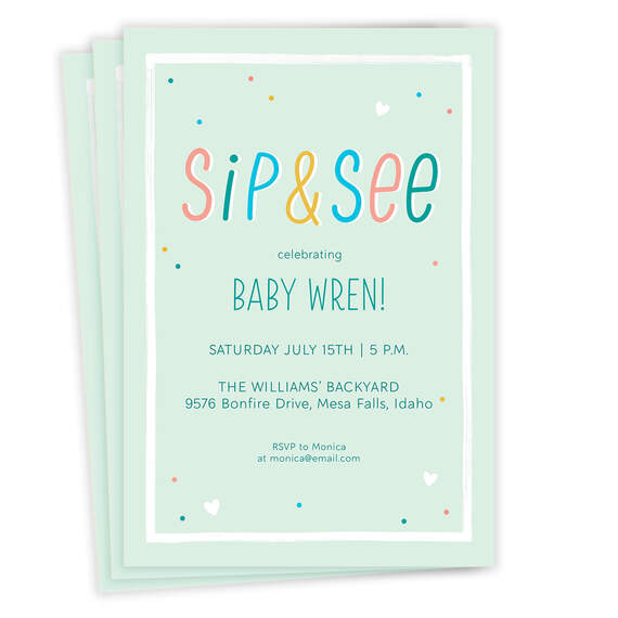 Sip and See Baby Shower Invitation, , large image number 1
