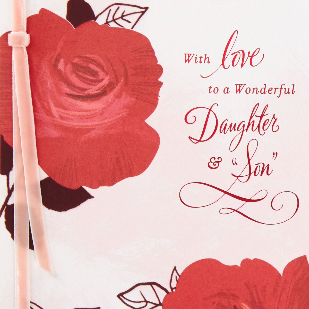Two Roses Valentine #39 s Day Card for Daughter and Son in Law Greeting