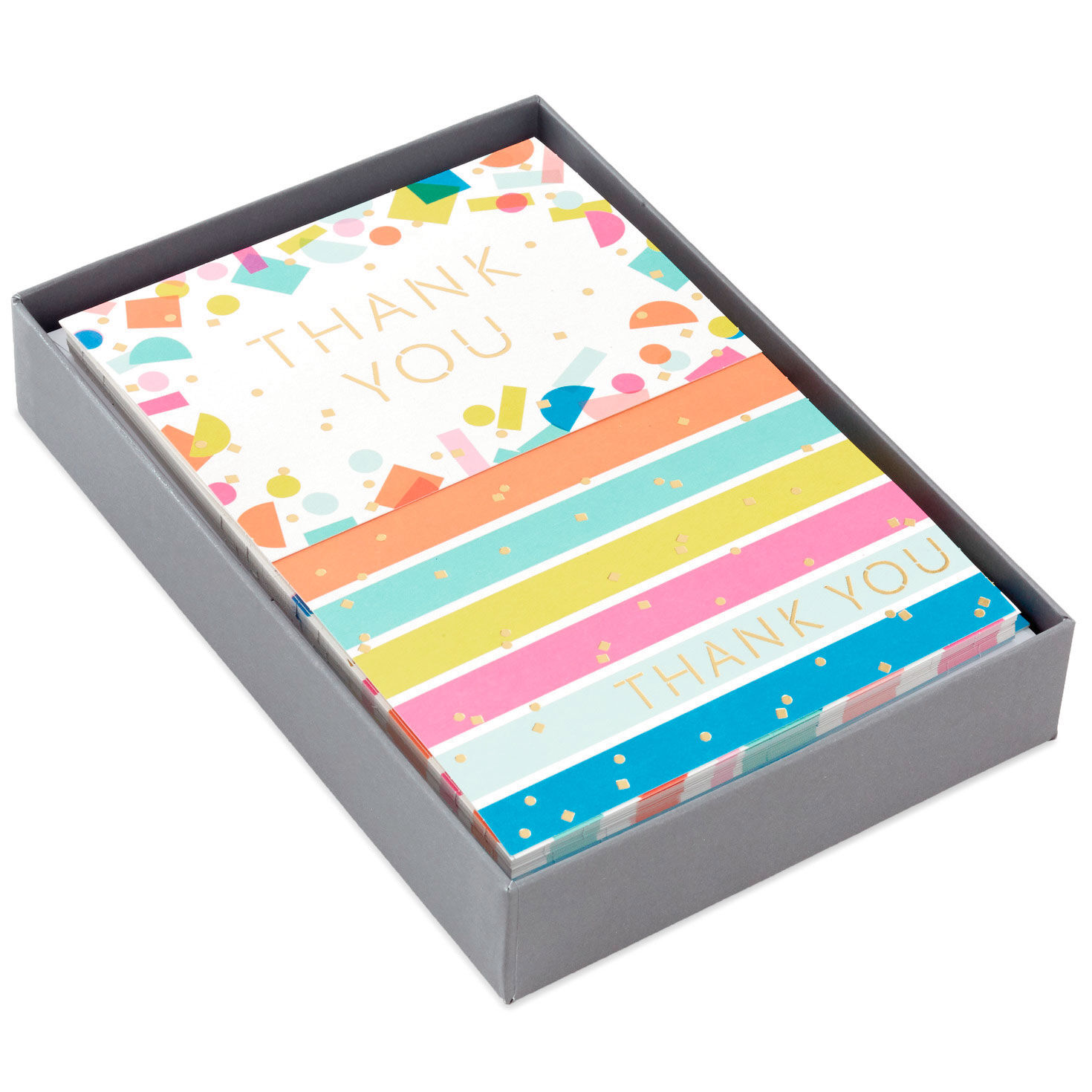 Hallmark Flat Blank Note Cards in Striped Caddy, Assorted Classic Colors,  50 ct.