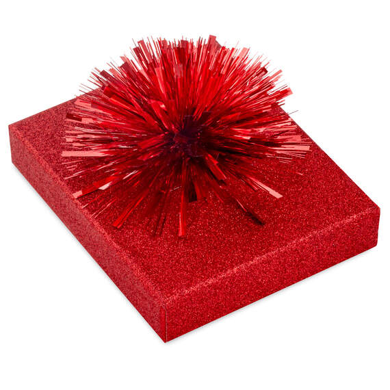 4.5" Red Glitter Gift Card Holder Box With Bow