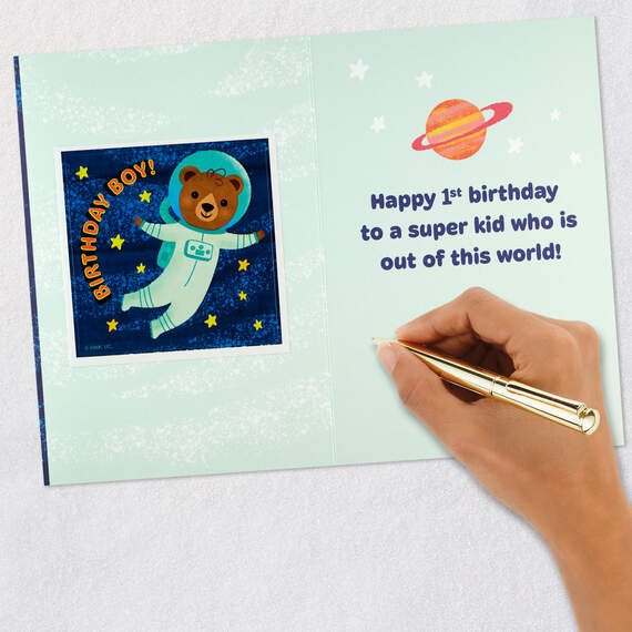 Out of this World First Birthday Card for Grandson With Sticker, , large image number 7