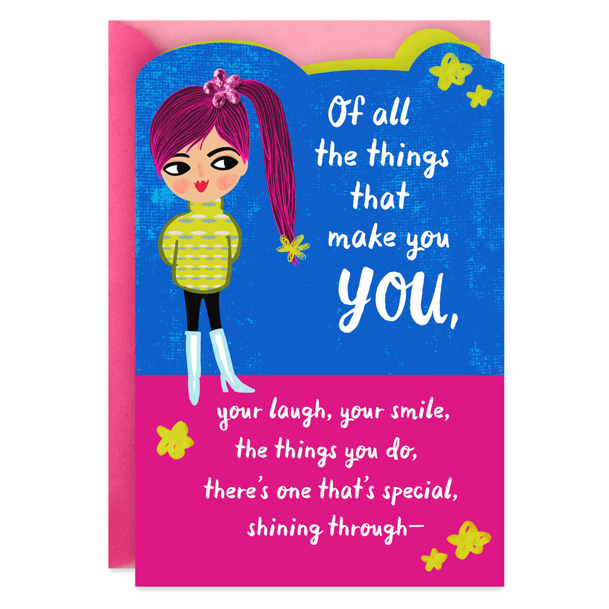 Girl With Ponytail Religious Thinking of You Card for Kids - Greeting